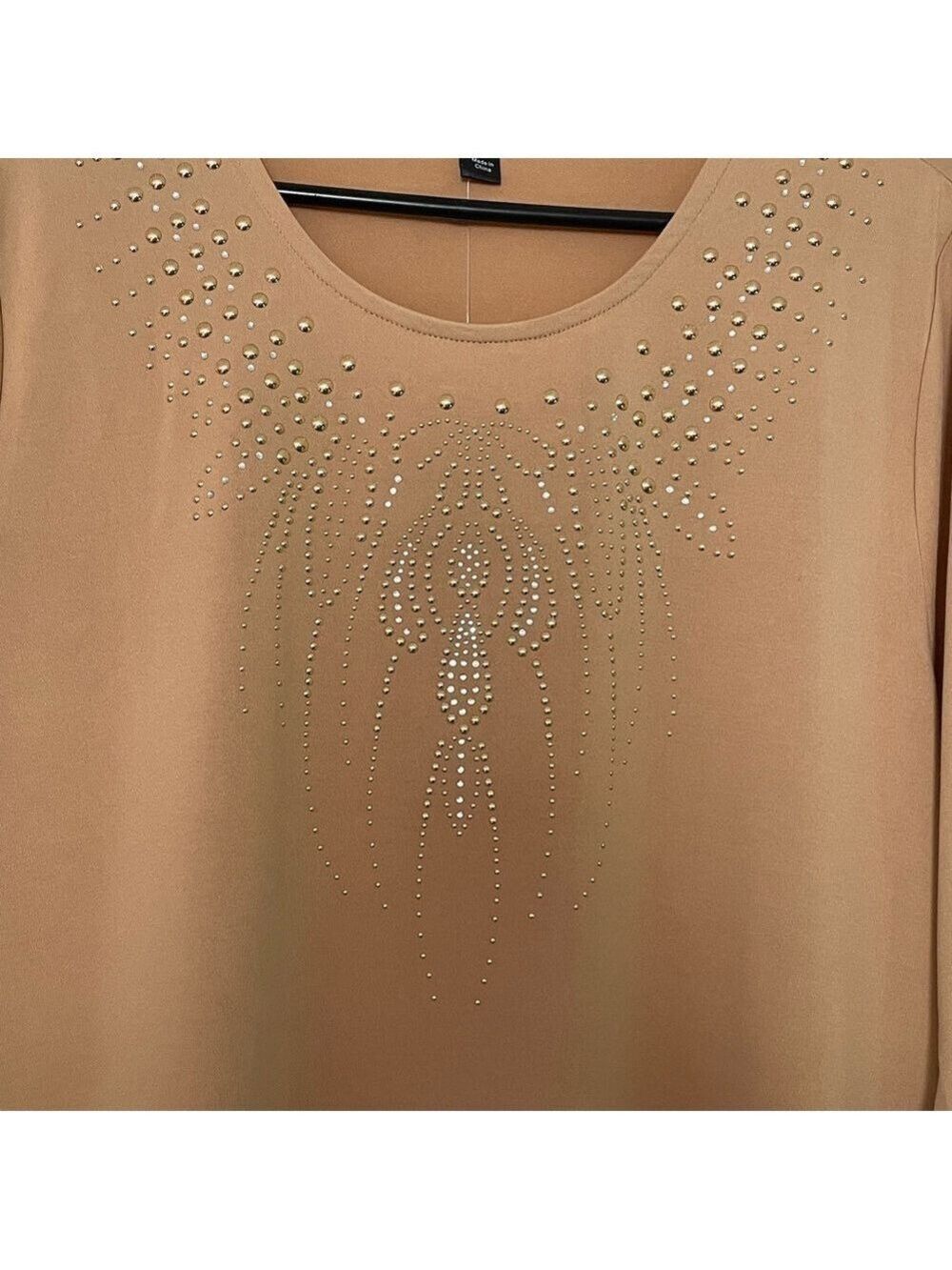 Tan Long Sleeve Embellished Top - Picture 6 of 15